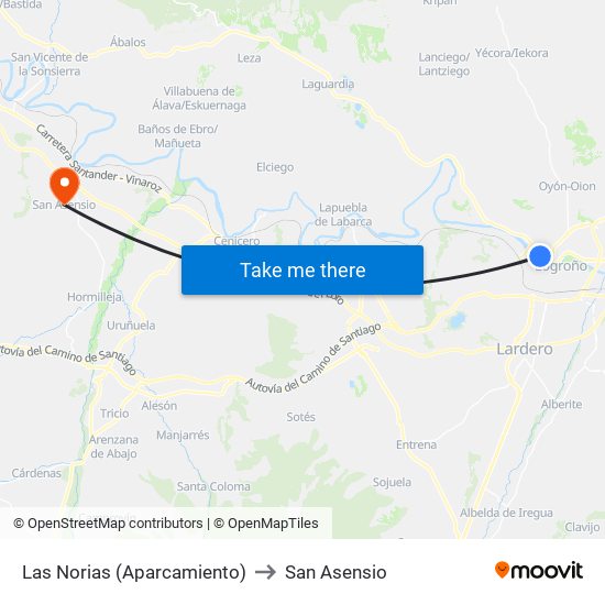 Las Norias (Aparcamiento) to San Asensio map