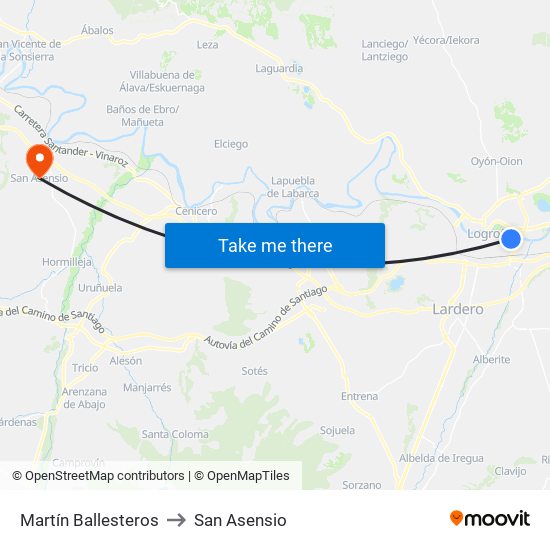 Martín Ballesteros to San Asensio map