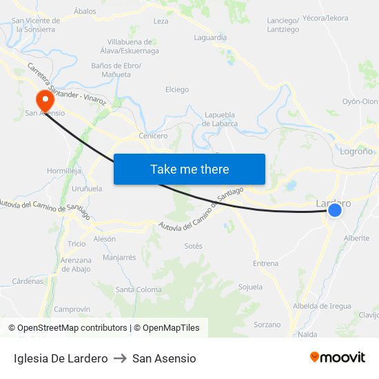 Iglesia De Lardero to San Asensio map