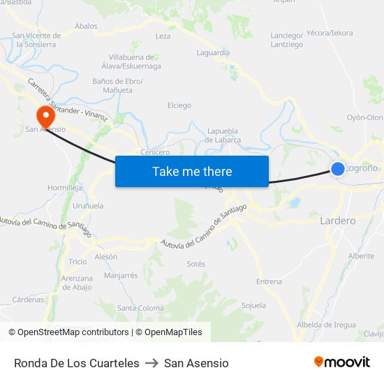 Ronda De Los Cuarteles to San Asensio map