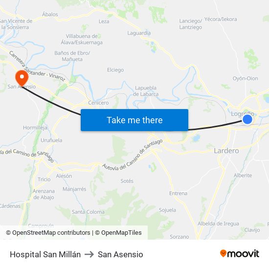 Hospital San Millán to San Asensio map