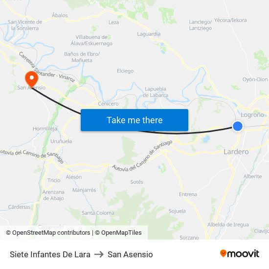 Siete Infantes De Lara to San Asensio map