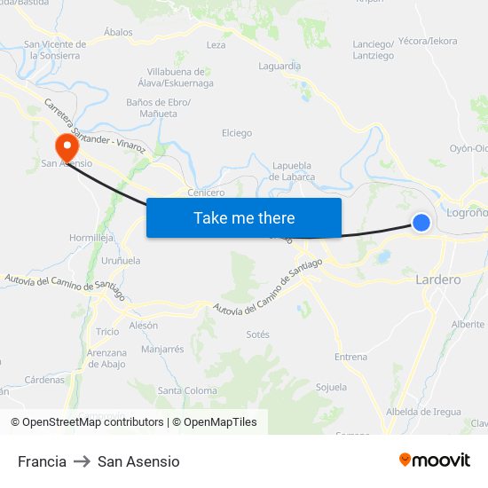 Francia to San Asensio map