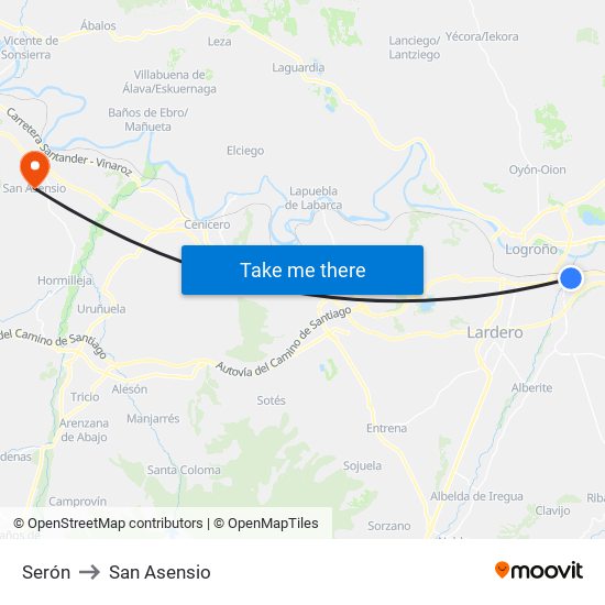 Serón to San Asensio map