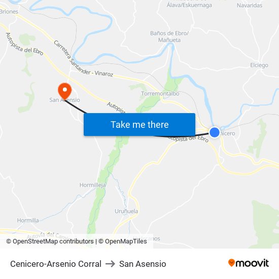 Cenicero-Arsenio Corral to San Asensio map