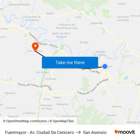 Fuenmayor - Av. Ciudad De Cenicero to San Asensio map