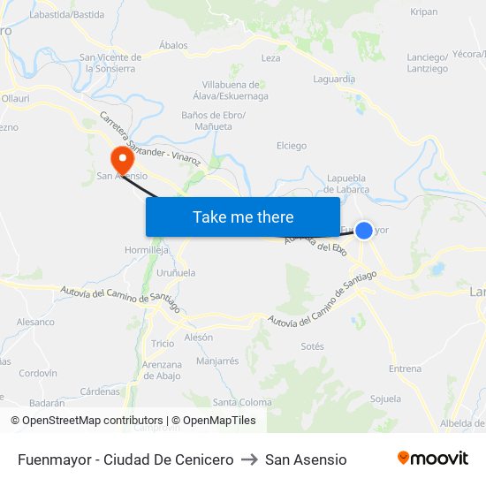 Fuenmayor - Ciudad De Cenicero to San Asensio map