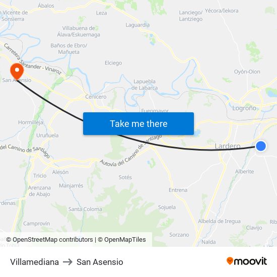 Villamediana to San Asensio map