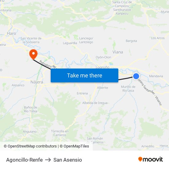 Agoncillo-Renfe to San Asensio map