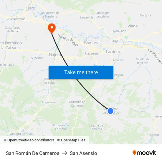 San Román De Cameros to San Asensio map
