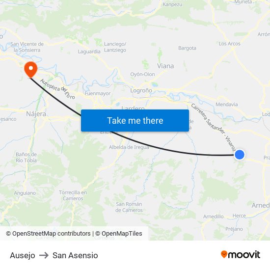 Ausejo to San Asensio map
