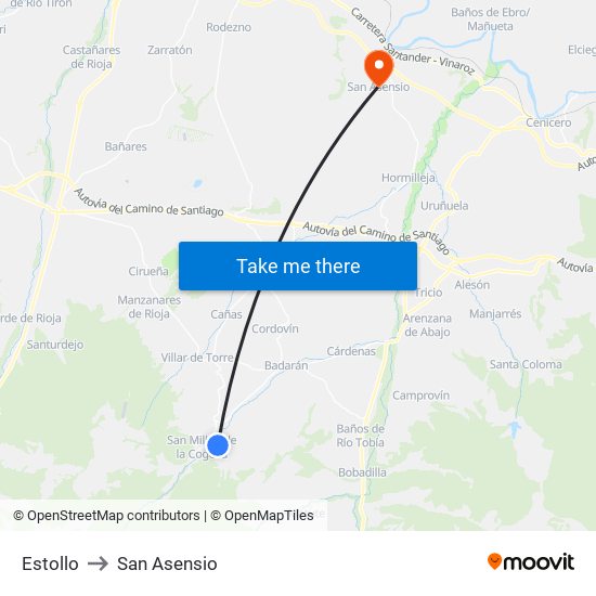 Estollo to San Asensio map