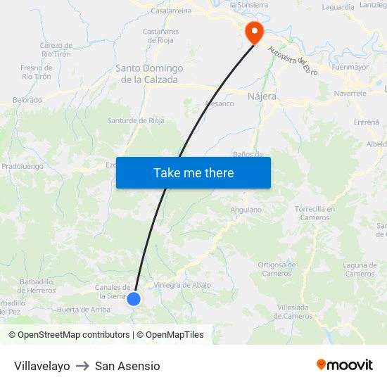 Villavelayo to San Asensio map