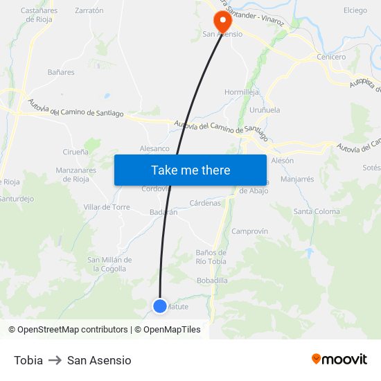 Tobia to San Asensio map