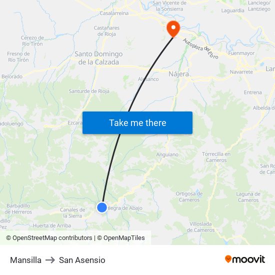 Mansilla to San Asensio map