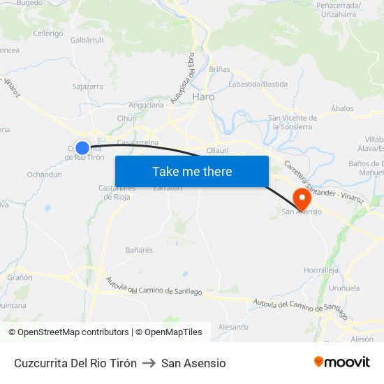 Cuzcurrita Del Rio Tirón to San Asensio map