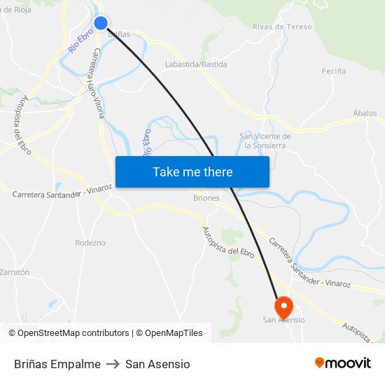 Briñas Empalme to San Asensio map