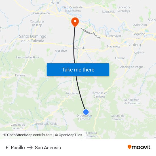 El Rasillo to San Asensio map