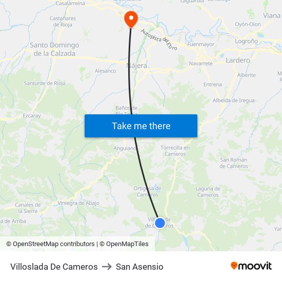 Villoslada De Cameros to San Asensio map