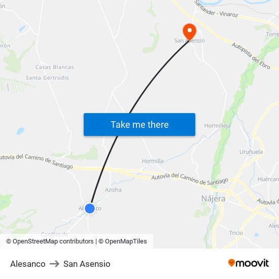 Alesanco to San Asensio map