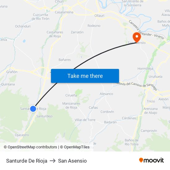 Santurde De Rioja to San Asensio map
