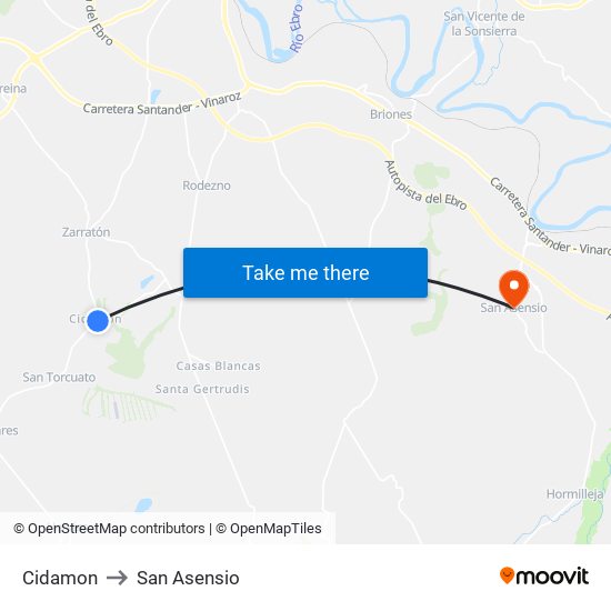 Cidamon to San Asensio map