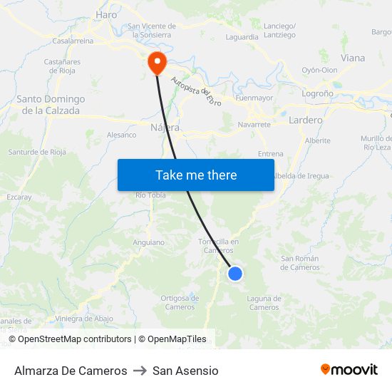 Almarza De Cameros to San Asensio map