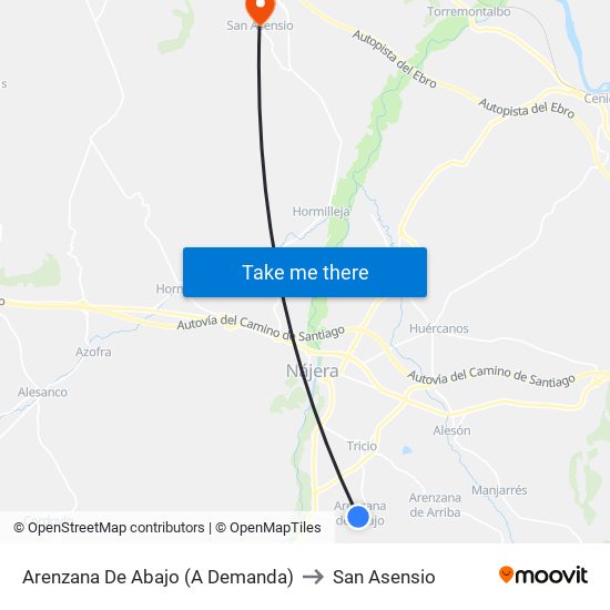 Arenzana De Abajo (A Demanda) to San Asensio map