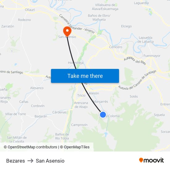 Bezares to San Asensio map
