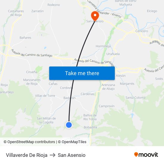 Villaverde De Rioja to San Asensio map