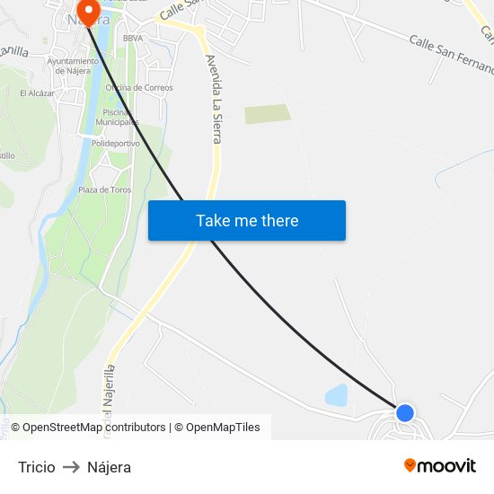 Tricio to Nájera map