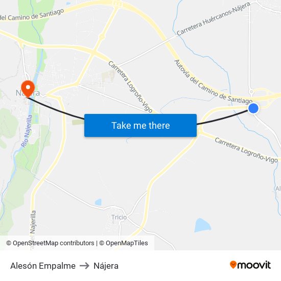 Alesón Empalme to Nájera map