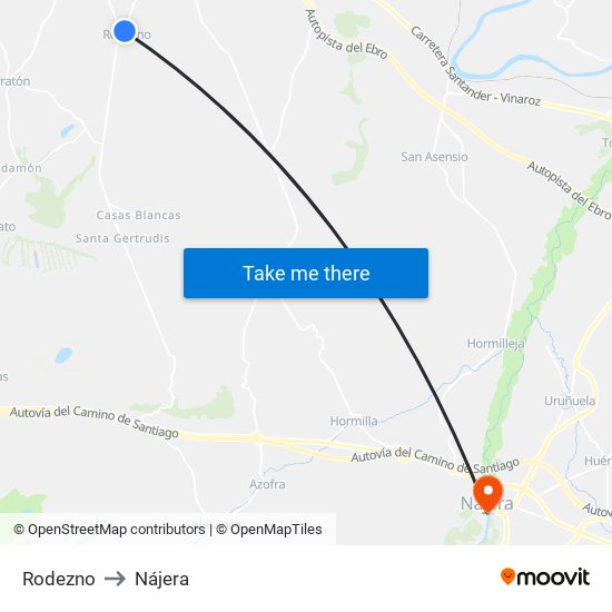 Rodezno to Nájera map
