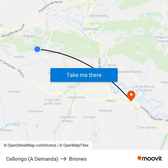 Cellorigo (A Demanda) to Briones map