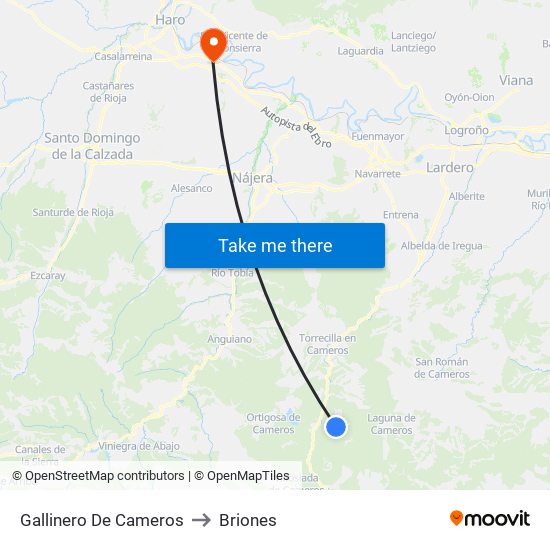 Gallinero De Cameros to Briones map