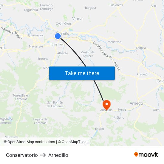 Conservatorio to Arnedillo map