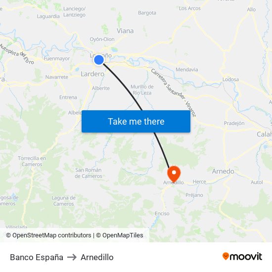 Banco España to Arnedillo map