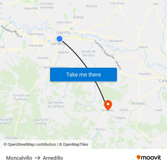 Moncalvillo to Arnedillo map