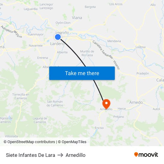 Siete Infantes De Lara to Arnedillo map