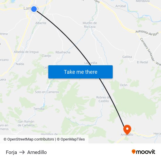 Forja to Arnedillo map