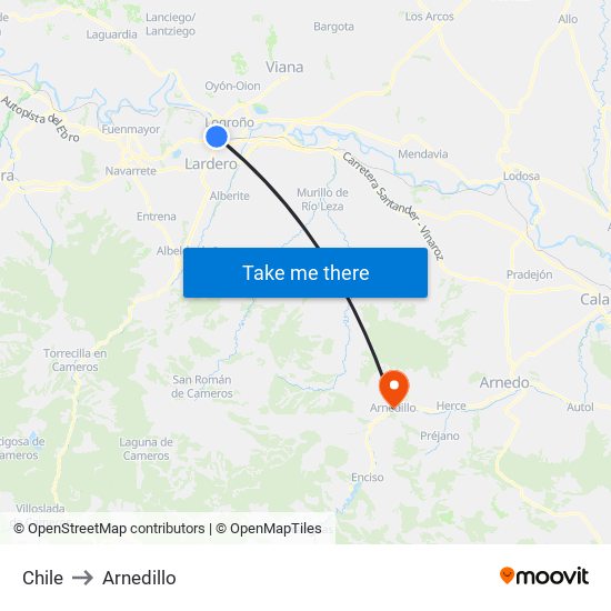 Chile to Arnedillo map