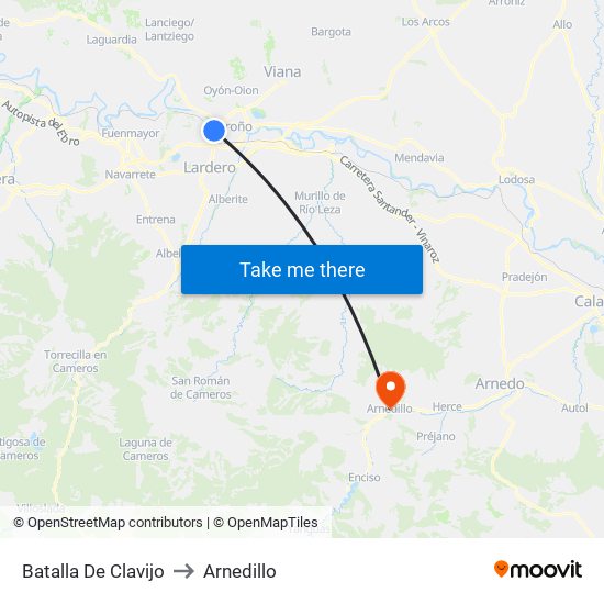 Batalla De Clavijo to Arnedillo map