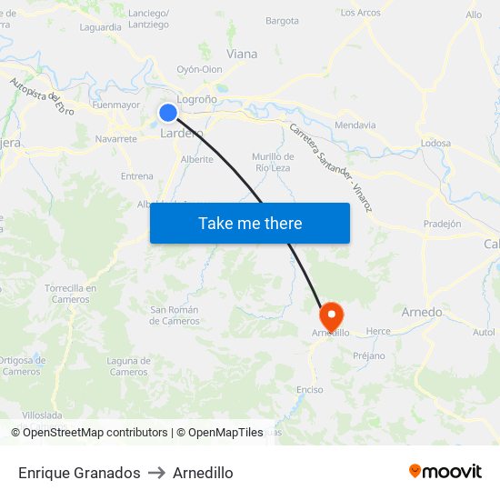 Enrique Granados to Arnedillo map
