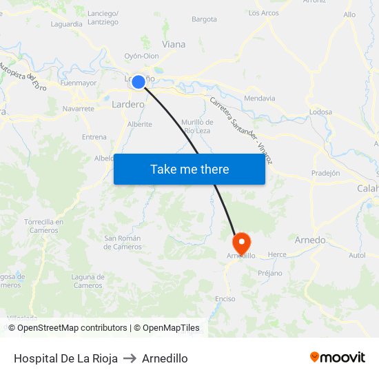Hospital De La Rioja to Arnedillo map