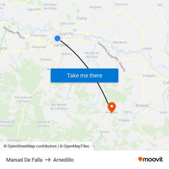 Manuel De Falla to Arnedillo map