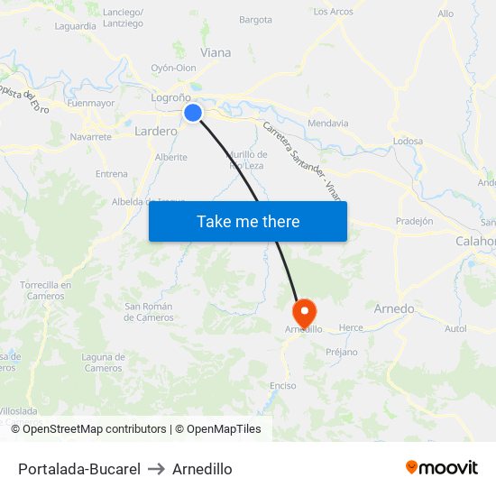 Portalada-Bucarel to Arnedillo map