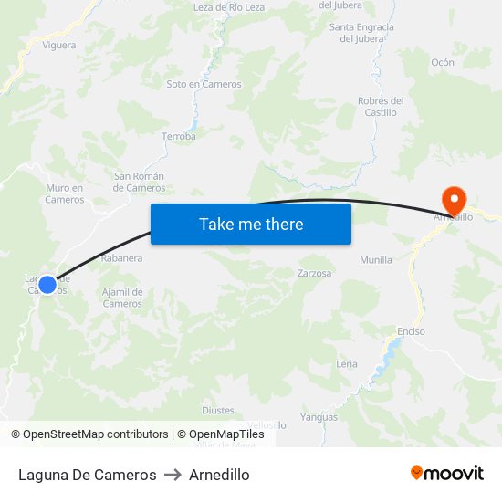 Laguna De Cameros to Arnedillo map