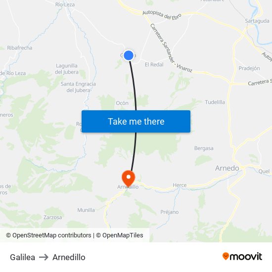 Galilea to Arnedillo map