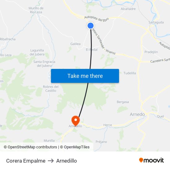 Corera Empalme to Arnedillo map