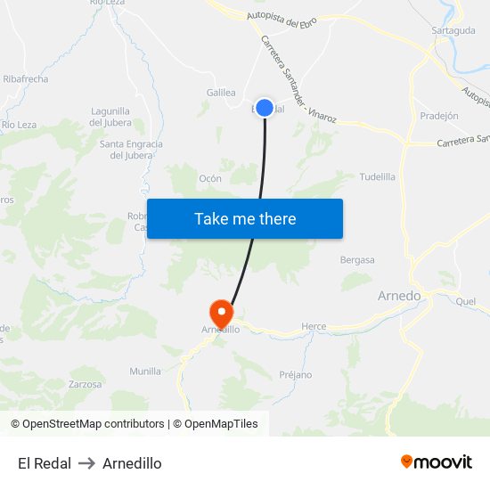 El Redal to Arnedillo map